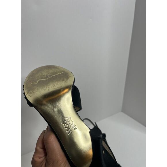 Black NINA Sz 10 M Satin Heels Strappy Excellent Condition EU40 Wedding Classy - Picture 7 of 7